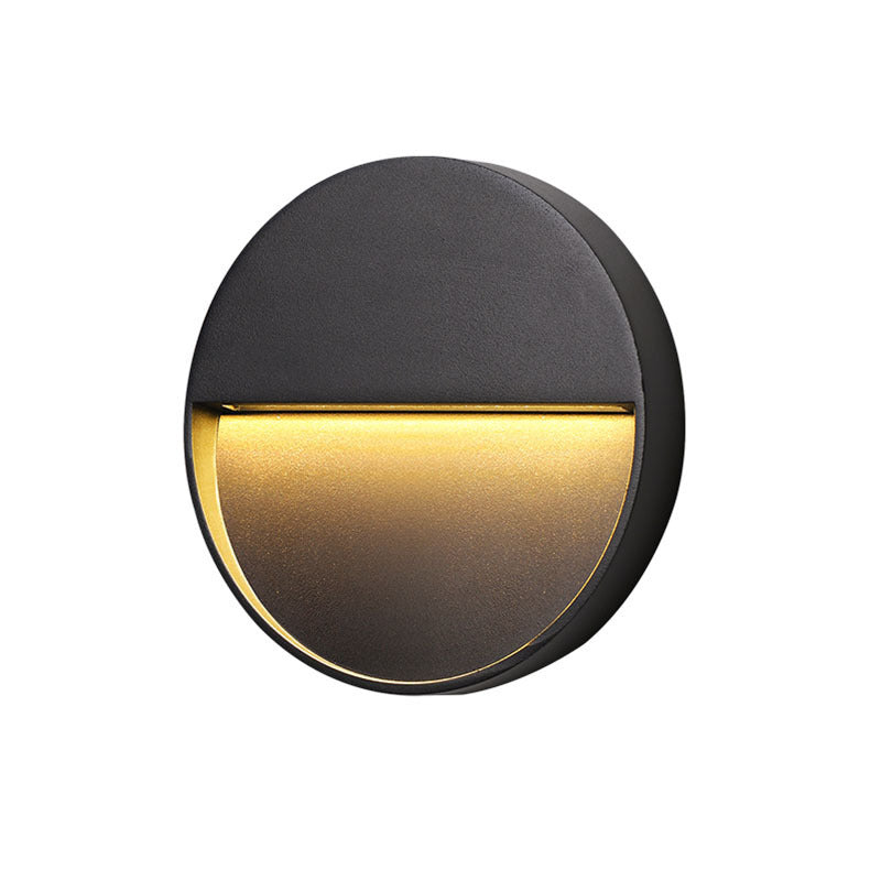 Villa Outdoor Waterproof Step round black wall lamp with warm light and elegant design for outdoor use