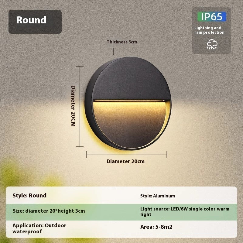 Villa Outdoor Waterproof Step round outdoor light, 20cm diameter, warm light, IP65 waterproof design.